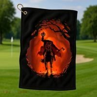 Halloween Scary Pumpkin Headless Horseman Golf Towel thumb 1