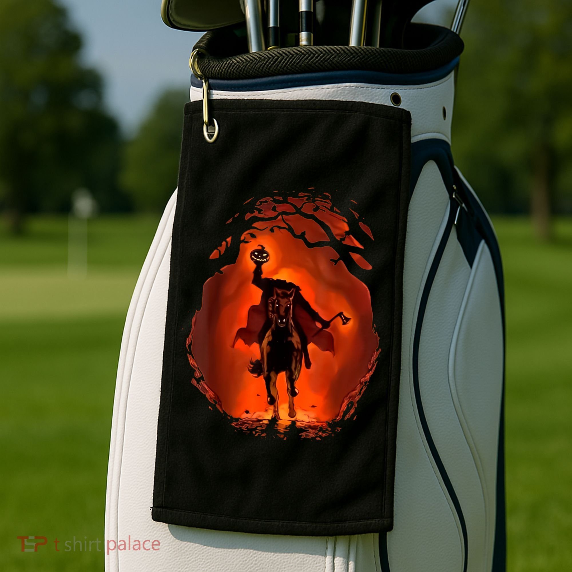 Halloween Scary Pumpkin Headless Horseman Golf Towel