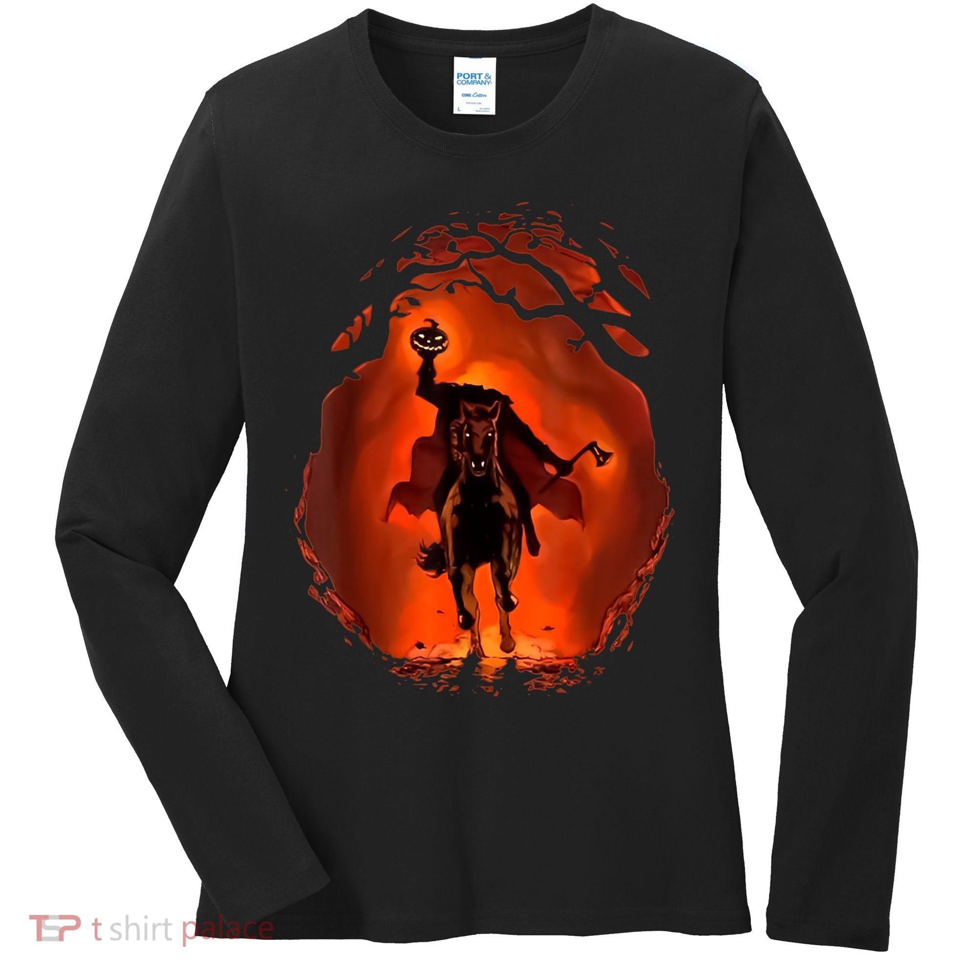 Halloween Scary Pumpkin Headless Horseman Women's Long Sleeve Shirt