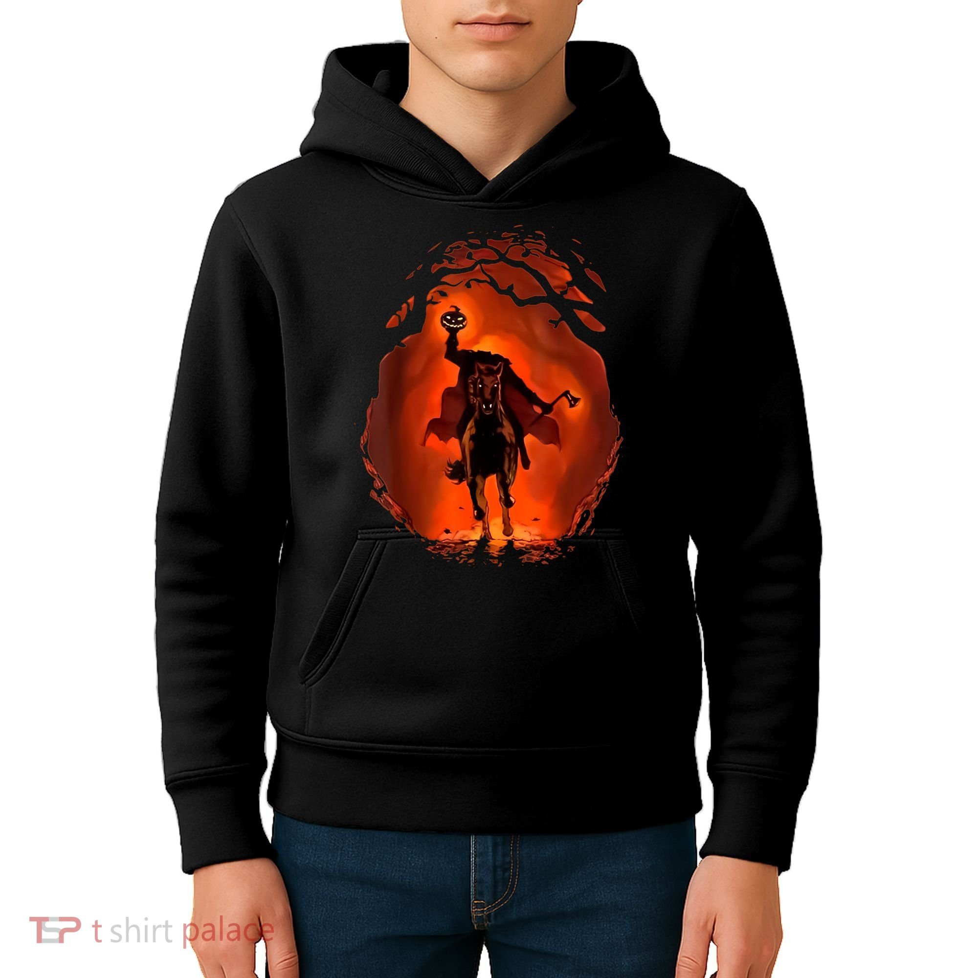 Halloween Scary Pumpkin Headless Horseman Kids Hoodie