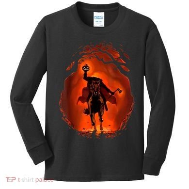 Halloween Scary Pumpkin Headless Horseman Kids Long Sleeve Shirt