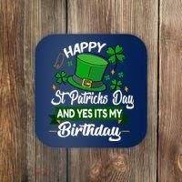Happy St Patricks Day ItS My Birthday Saint Patricks Day Coaster thumb 0
