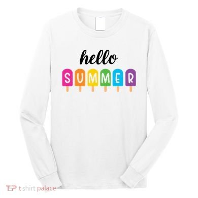 Hello Summer Popsicle Colorful Long Sleeve Shirt