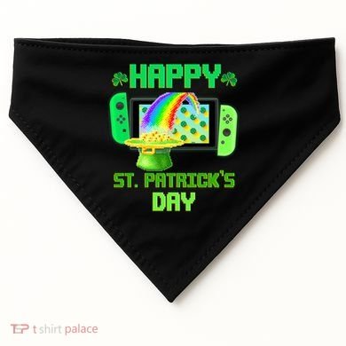 Happy St Patricks Day Retro Pixel Video Game USA-Made Doggie Bandana