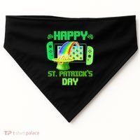Happy St Patricks Day Retro Pixel Video Game USA-Made Doggie Bandana thumb 0