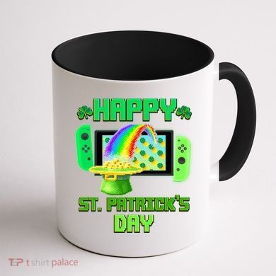 Happy St Patricks Day Retro Pixel Video Game Coffee Mug back