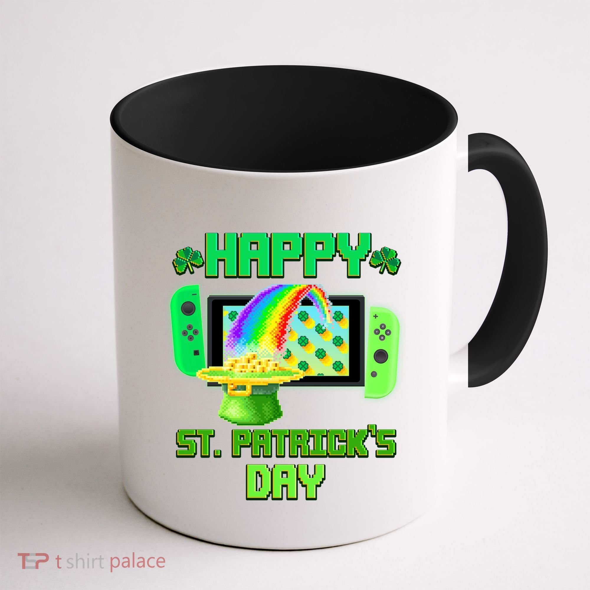 Happy St Patricks Day Retro Pixel Video Game Coffee Mug