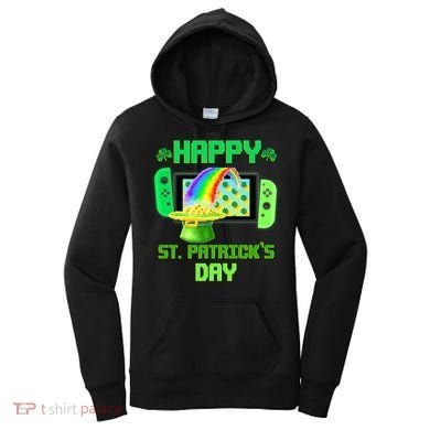Happy St Patricks Day Retro Pixel Video Game Women's Hoodie