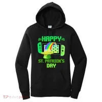 Happy St Patricks Day Retro Pixel Video Game Women's Hoodie thumb 0