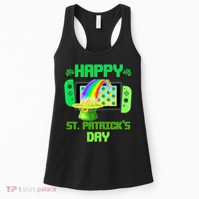 Happy St Patricks Day Retro Pixel Video Game Women's Tank Top