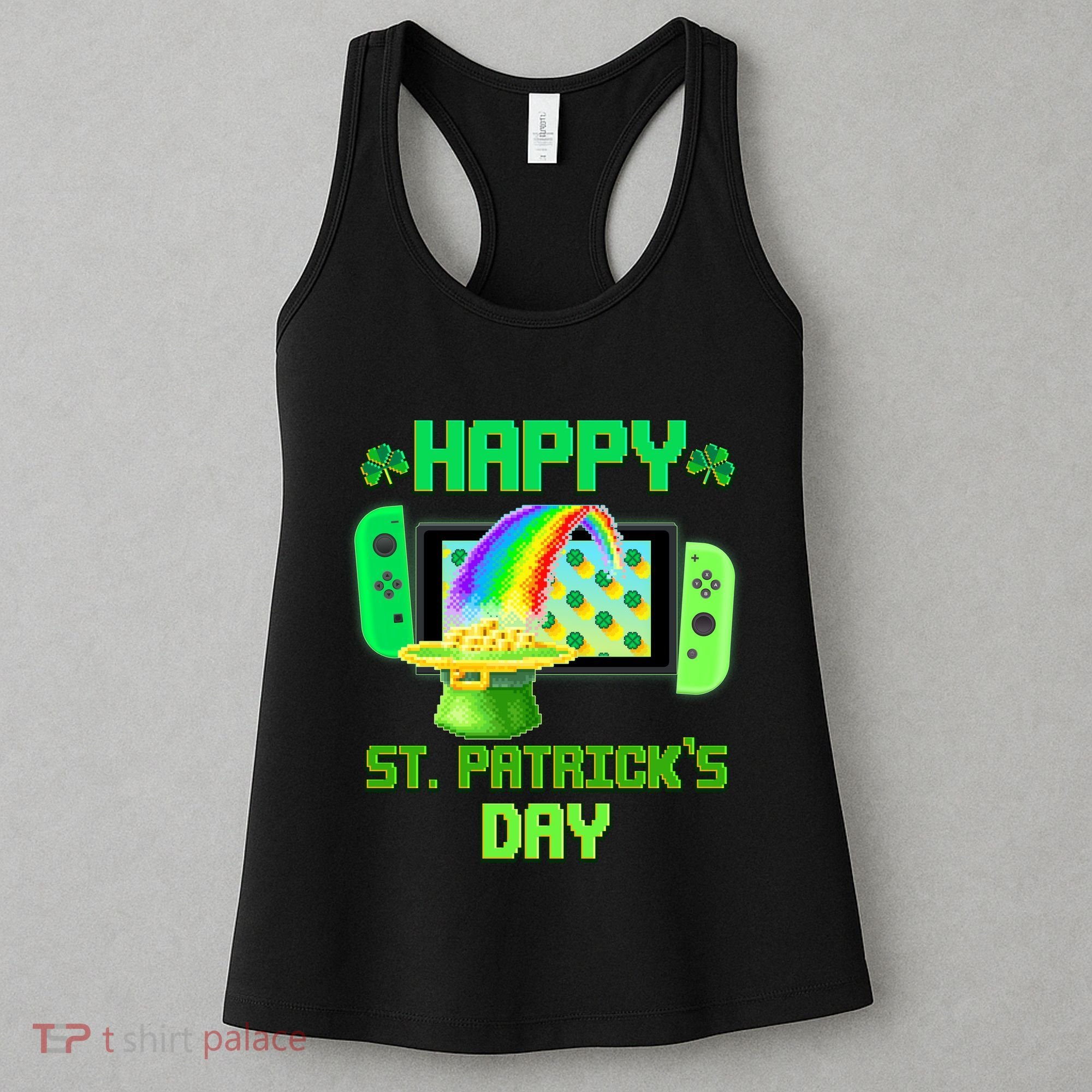 Happy St Patricks Day Retro Pixel Video Game Women's Tank Top