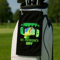 Happy St Patricks Day Retro Pixel Video Game Golf Towel thumb 2