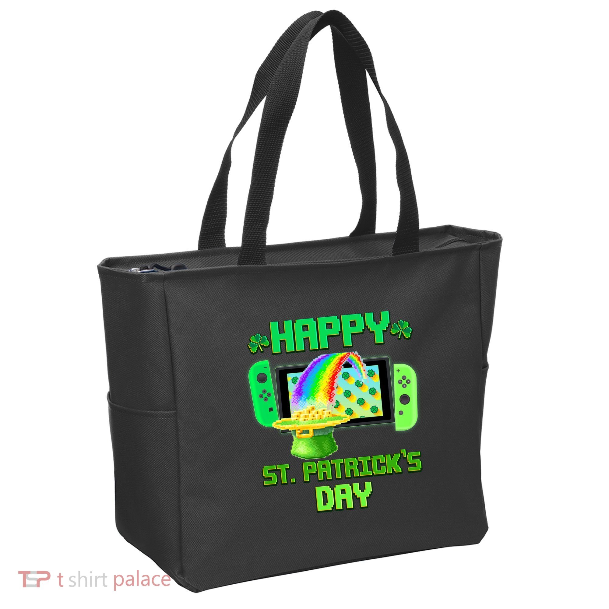 Happy St Patricks Day Retro Pixel Video Game Tote Bag