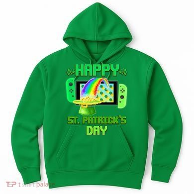 Happy St Patricks Day Retro Pixel Video Game Hoodie