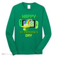Happy St Patricks Day Retro Pixel Video Game Long Sleeve Shirt thumb 0
