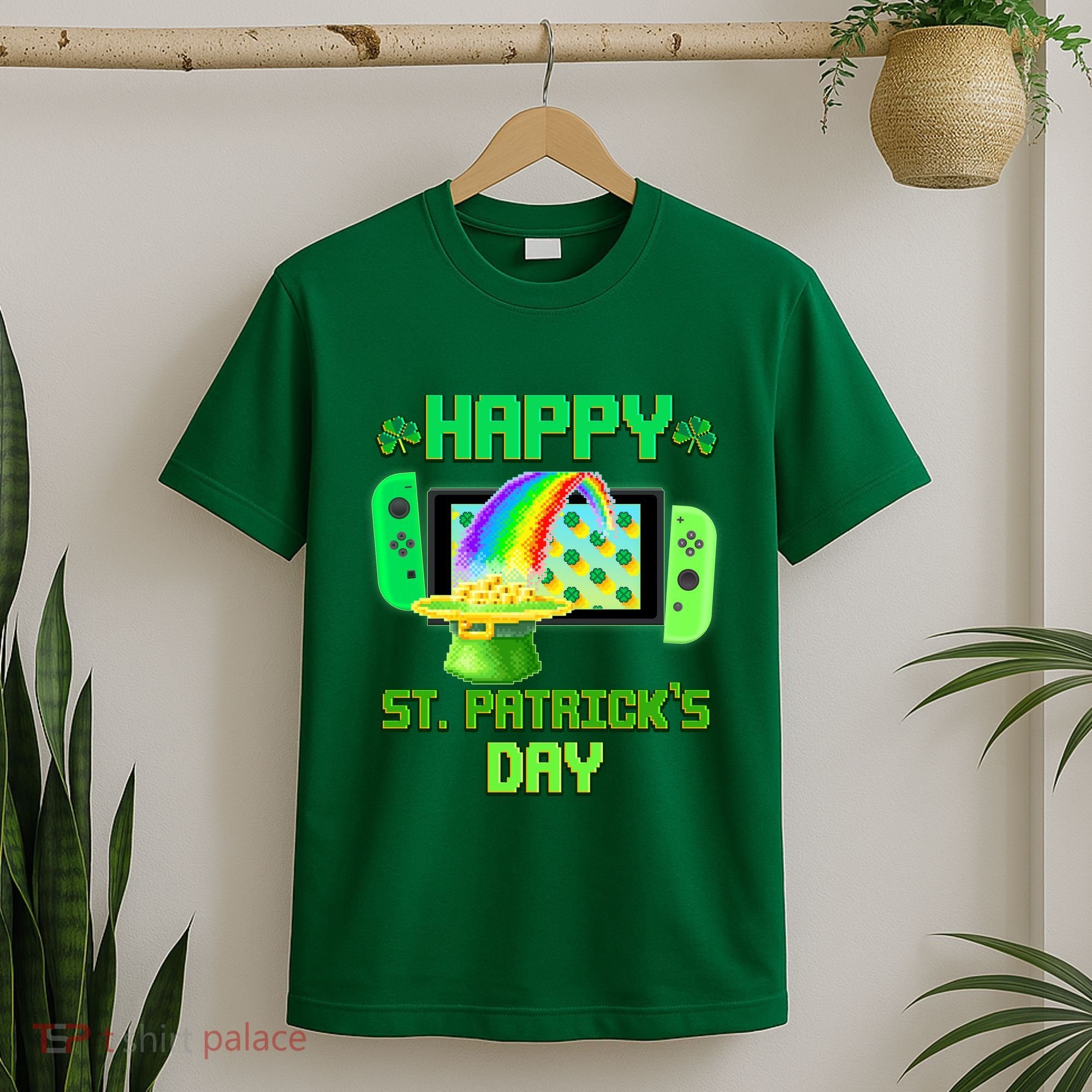 Happy St Patricks Day Retro Pixel Video Game T-Shirt