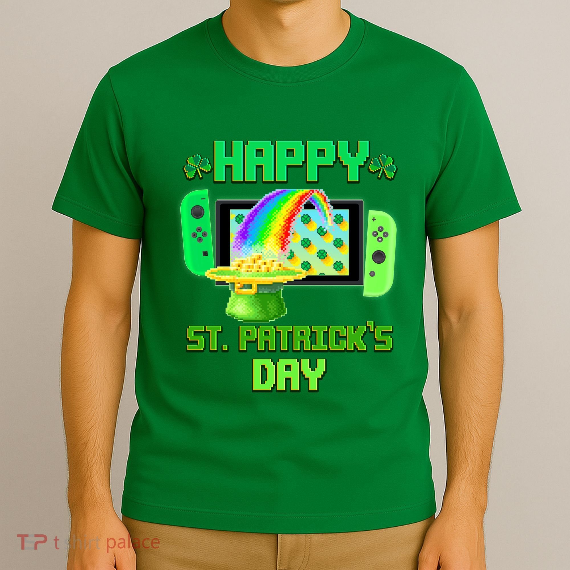 Happy St Patricks Day Retro Pixel Video Game T-Shirt