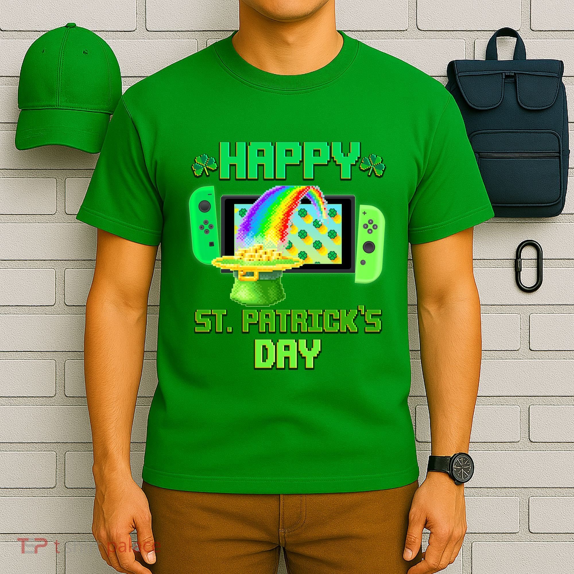 Happy St Patricks Day Retro Pixel Video Game T-Shirt