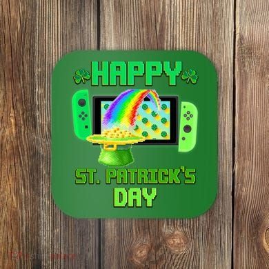Happy St Patricks Day Retro Pixel Video Game Coaster