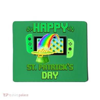 Happy St Patricks Day Retro Pixel Video Game Mousepad