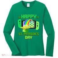 Happy St Patricks Day Retro Pixel Video Game Women's Long Sleeve Shirt thumb 0