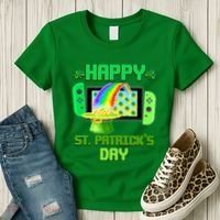 Happy St Patricks Day Retro Pixel Video Game Women's T-Shirt thumb 3