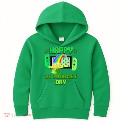 Happy St Patricks Day Retro Pixel Video Game Kids Hoodie