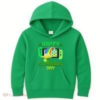 Happy St Patricks Day Retro Pixel Video Game Kids Hoodie thumb 0