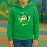 Happy St Patricks Day Retro Pixel Video Game Kids Hoodie thumb 3