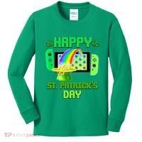 Happy St Patricks Day Retro Pixel Video Game Kids Long Sleeve Shirt thumb 0