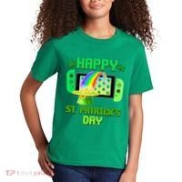 Happy St Patricks Day Retro Pixel Video Game Kids T-Shirt thumb 2