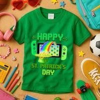 Happy St Patricks Day Retro Pixel Video Game Kids T-Shirt thumb 3