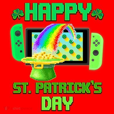 Happy St Patricks Day Retro Pixel Video Game Santa Hat