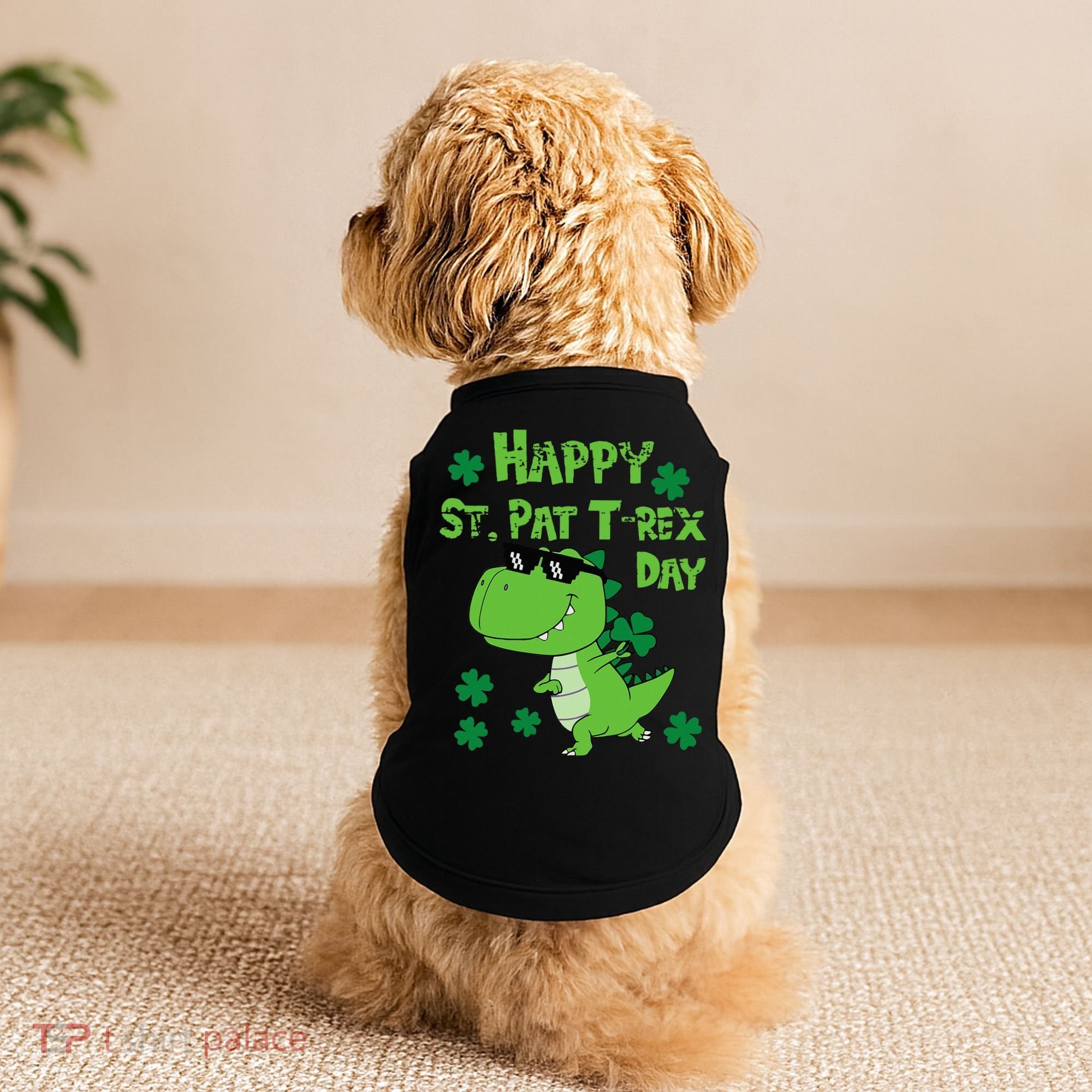 Happy St Pat Rex Dinosaur Saint Patrick'S Day Doggie Tank