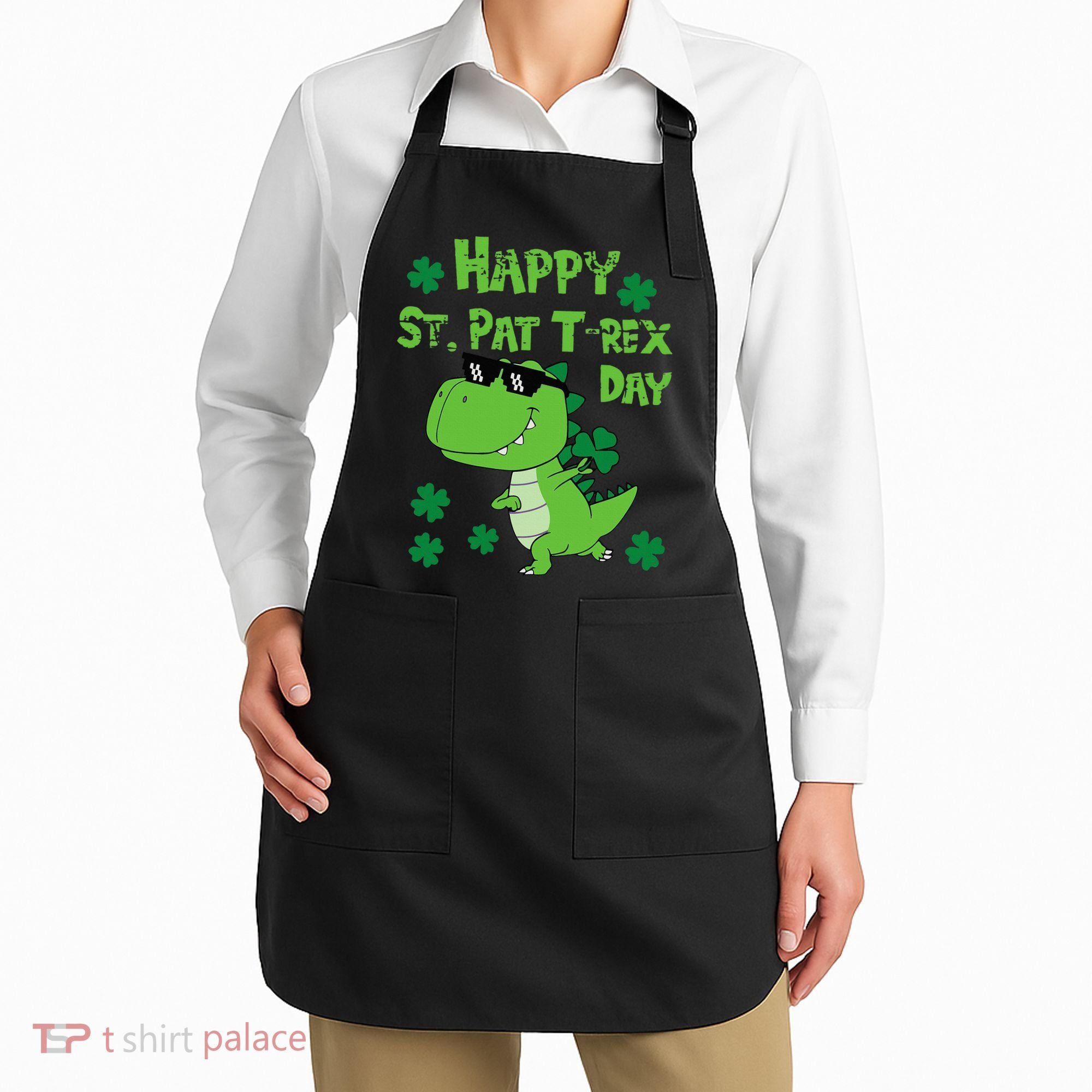 Happy St Pat Rex Dinosaur Saint Patrick'S Day Apron