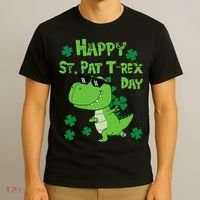 Happy St Pat Rex Dinosaur Saint Patrick'S Day T-Shirt thumb 3