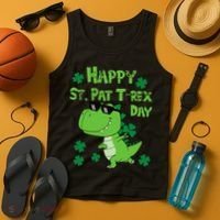 Happy St Pat Rex Dinosaur Saint Patrick'S Day Tank Top thumb 4