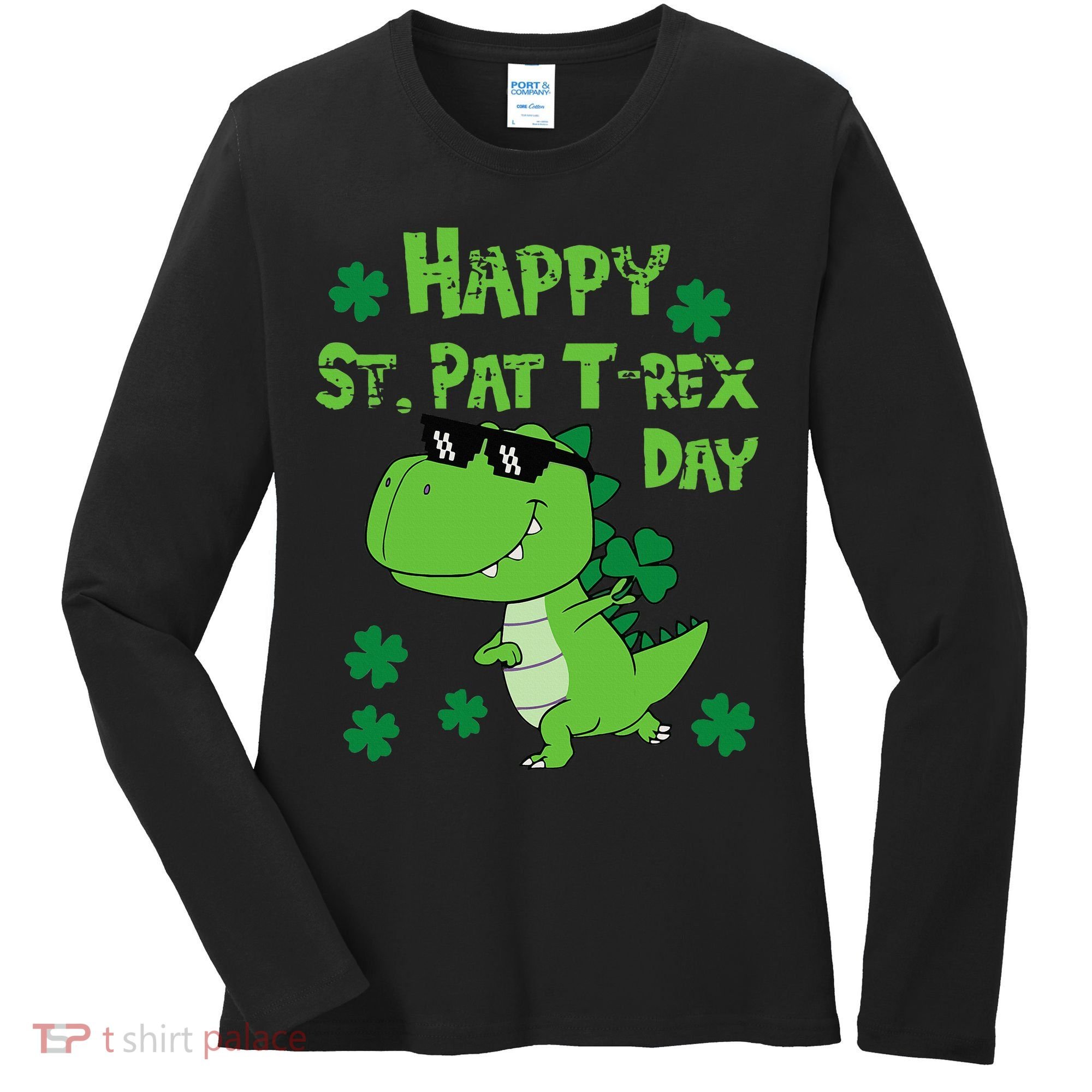 Happy St Pat Rex Dinosaur Saint Patrick'S Day Women's Long Sleeve Shirt