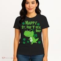 Happy St Pat Rex Dinosaur Saint Patrick'S Day Women's T-Shirt thumb 4