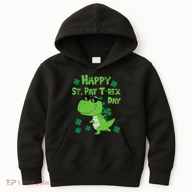 Happy St Pat Rex Dinosaur Saint Patrick'S Day Kids Hoodie