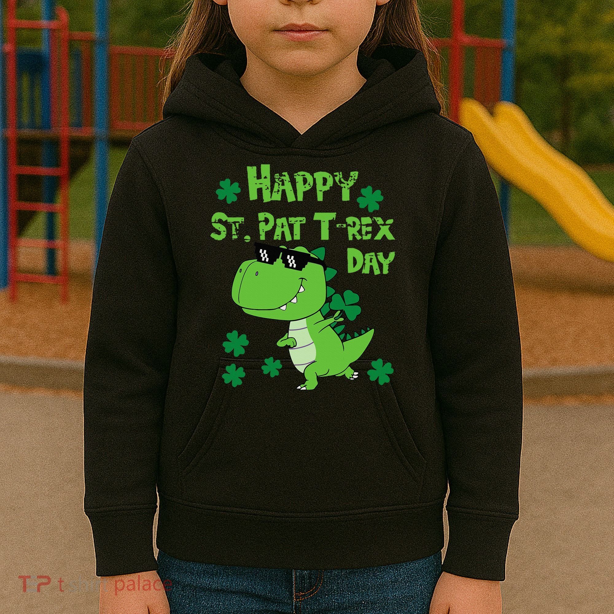 Happy St Pat Rex Dinosaur Saint Patrick'S Day Kids Hoodie