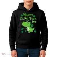 Happy St Pat Rex Dinosaur Saint Patrick'S Day Kids Hoodie thumb 4