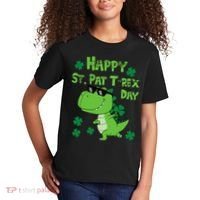 Happy St Pat Rex Dinosaur Saint Patrick'S Day Kids T-Shirt thumb 2