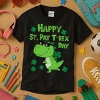 Happy St Pat Rex Dinosaur Saint Patrick'S Day Kids T-Shirt thumb 3