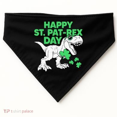 Happy St Pat Rex Day St Patricks Dinosaur USA-Made Doggie Bandana
