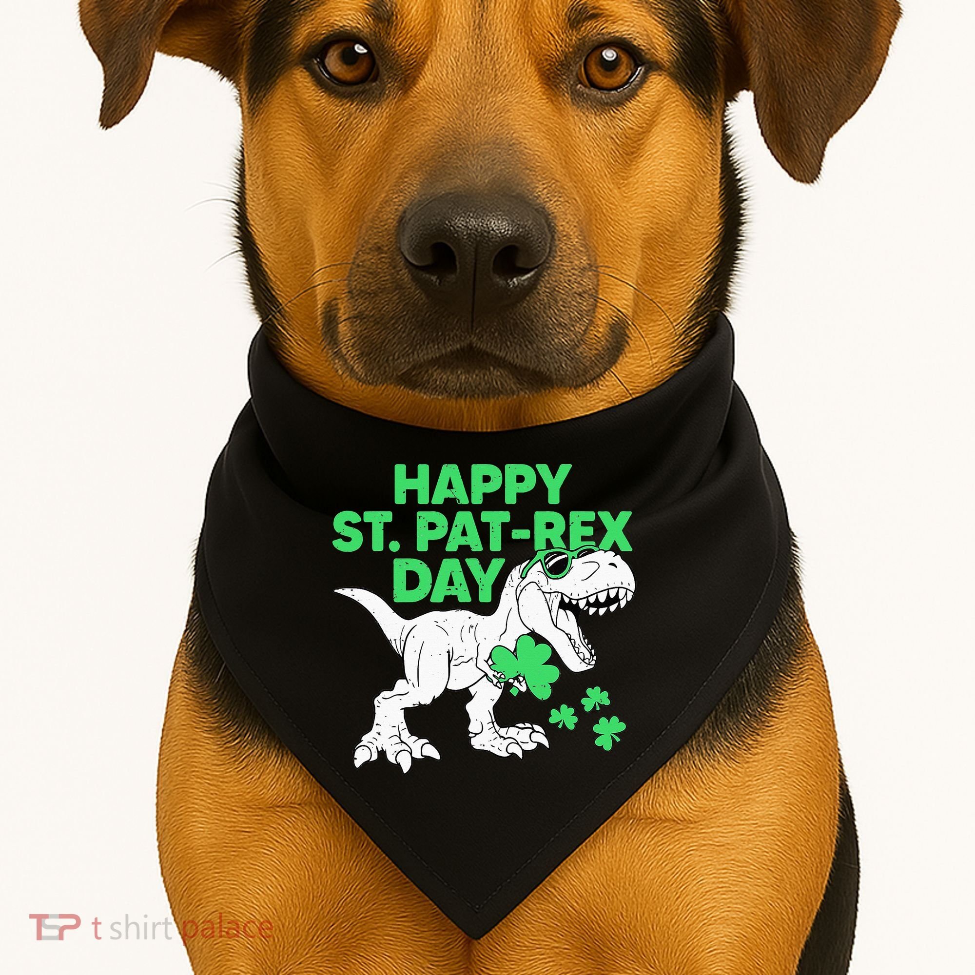 Happy St Pat Rex Day St Patricks Dinosaur USA-Made Doggie Bandana