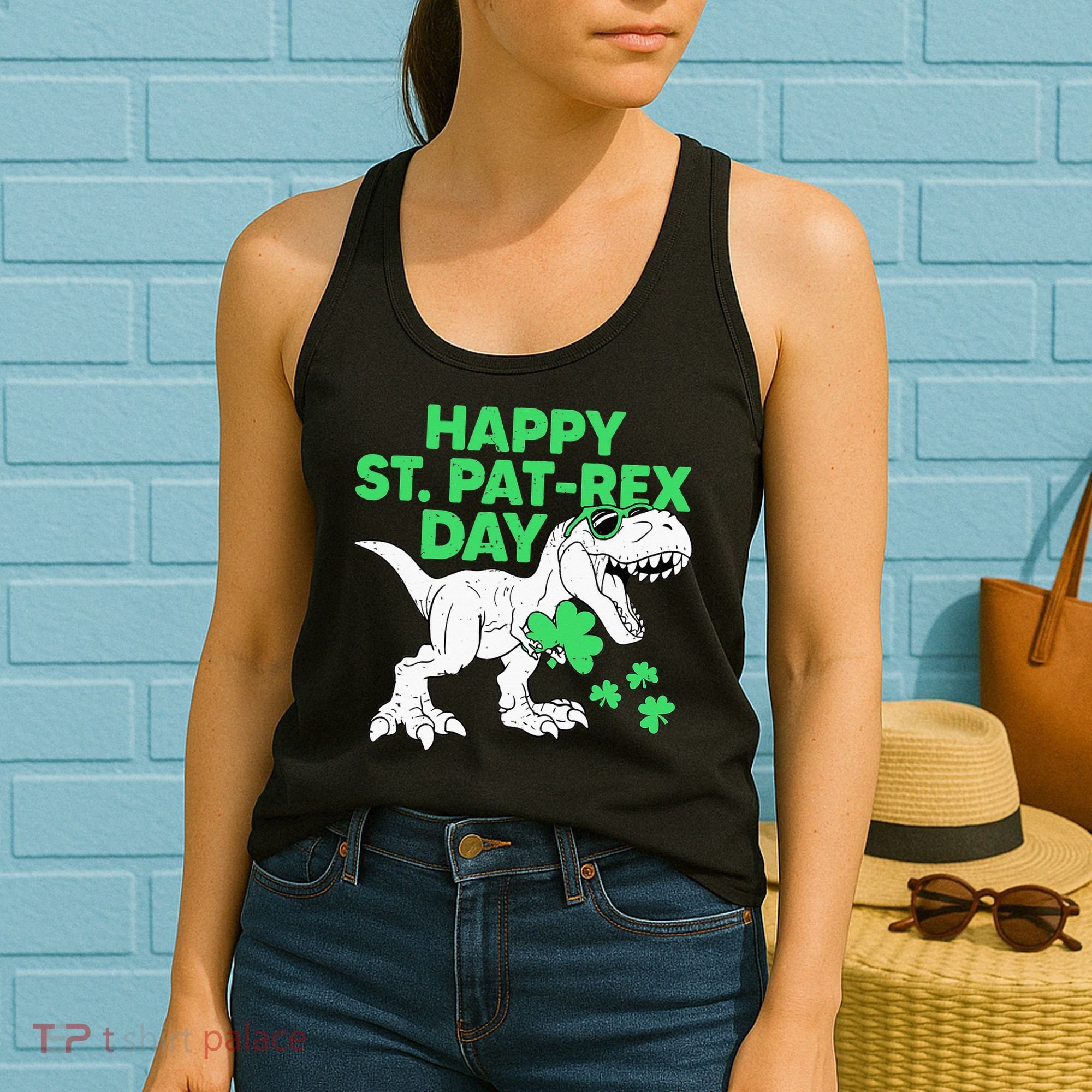 Happy St Pat Rex Day St Patricks Dinosaur Women's Tank Top