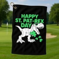 Happy St Pat Rex Day St Patricks Dinosaur Golf Towel thumb 1