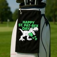 Happy St Pat Rex Day St Patricks Dinosaur Golf Towel thumb 2