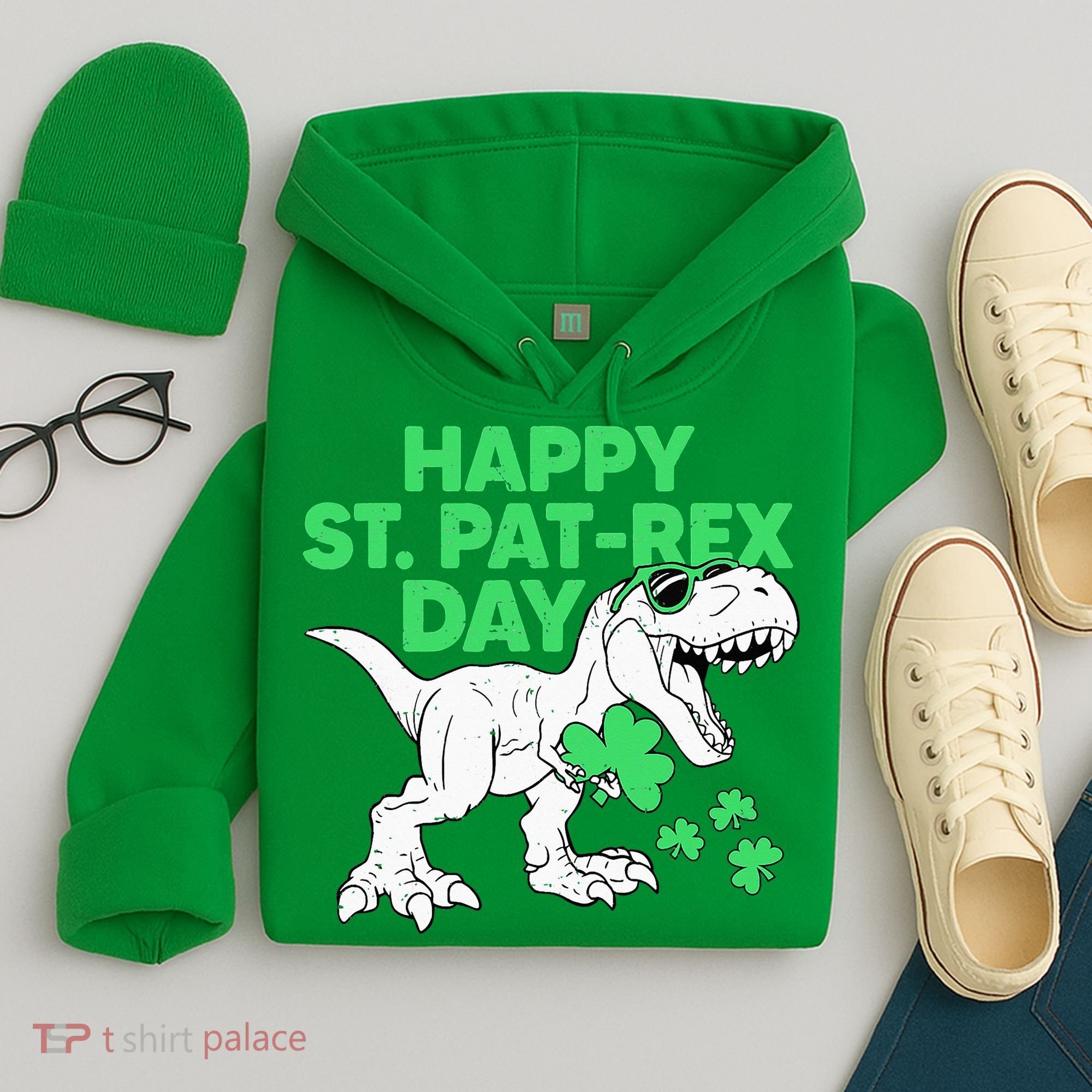 Happy St Pat Rex Day St Patricks Dinosaur Hoodie